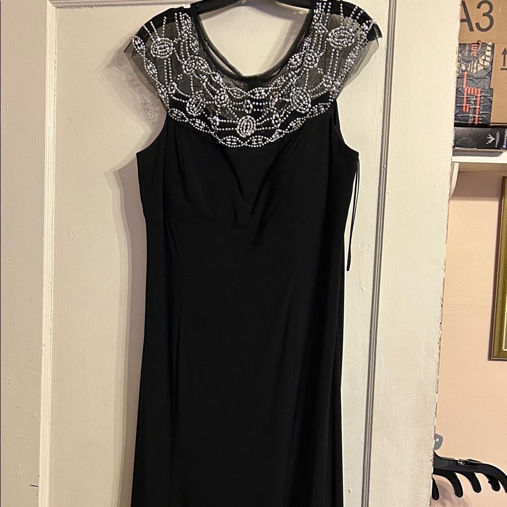 R&M Richards Black Dress with Silver Beading